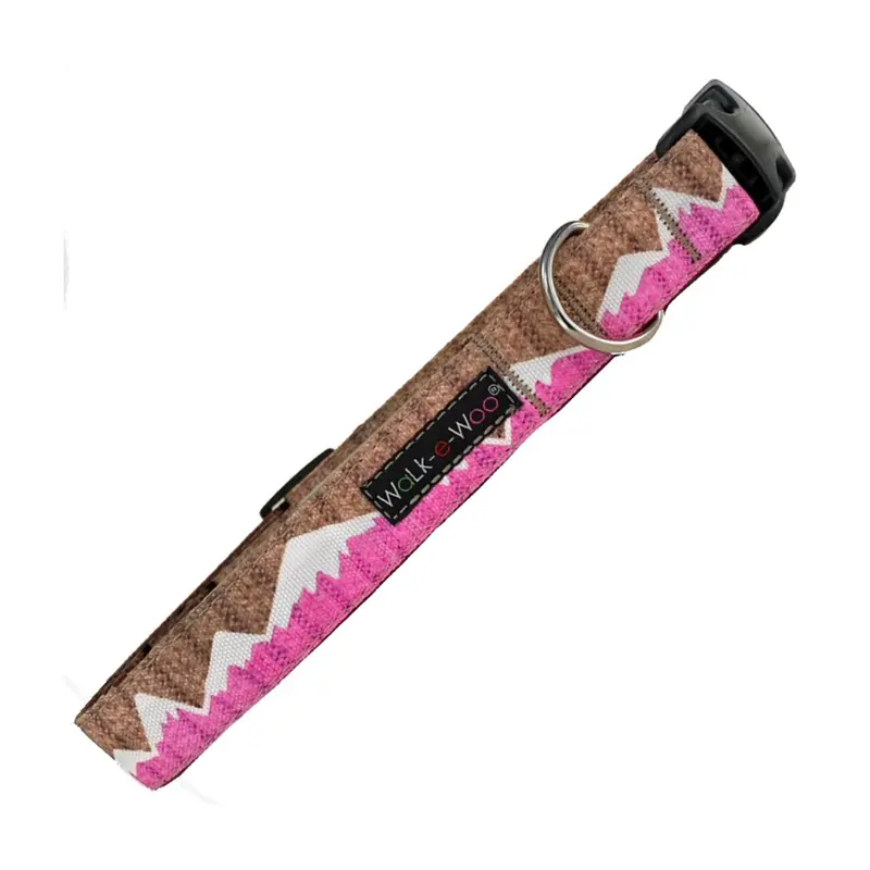 WaLk-e-Woo Snowcap Mountain Dog Collar - Pink