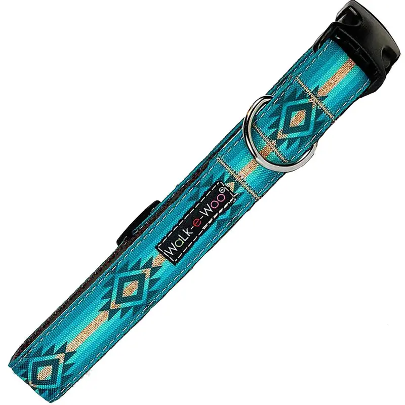 WaLk-e-Woo Southwestern Dog Collar - Turquoise Sky