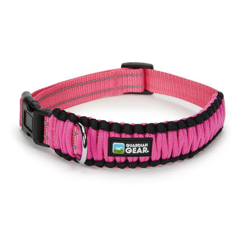 Guardian Gear Reflective Paracord Dog Collar - Pink
