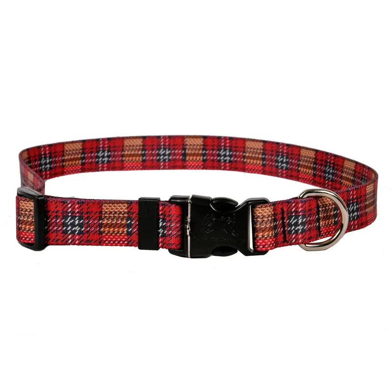 Highland Plaid Dog Collar by Yellow Dog - Red