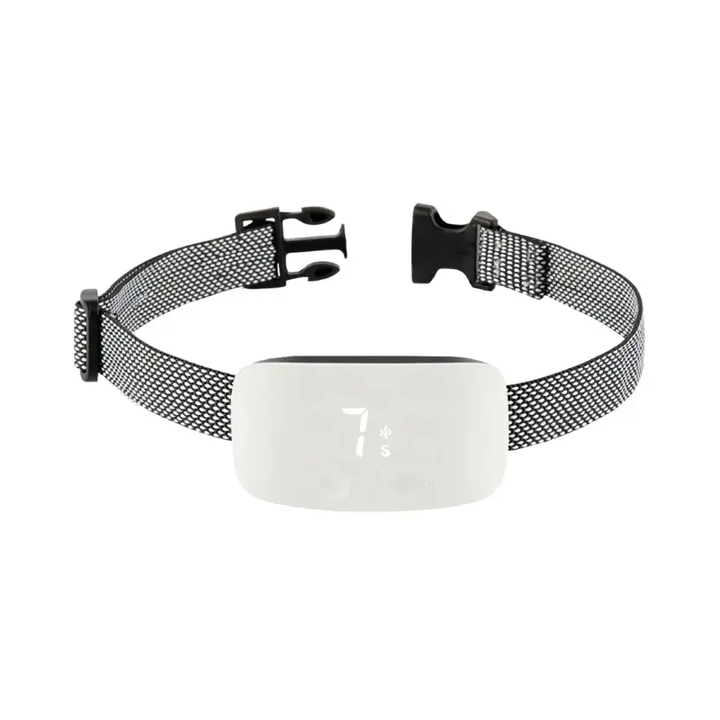 Pet Life Evolution LED 7-Level Vibration Sound Smart Anti-Bark Dog Collar - White