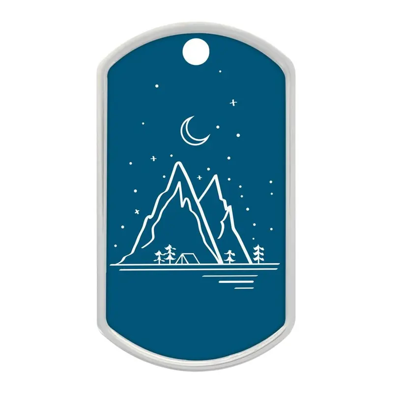 Raised Edge Large Military Engravable Pet I.D. Tag - Mountain Line Art