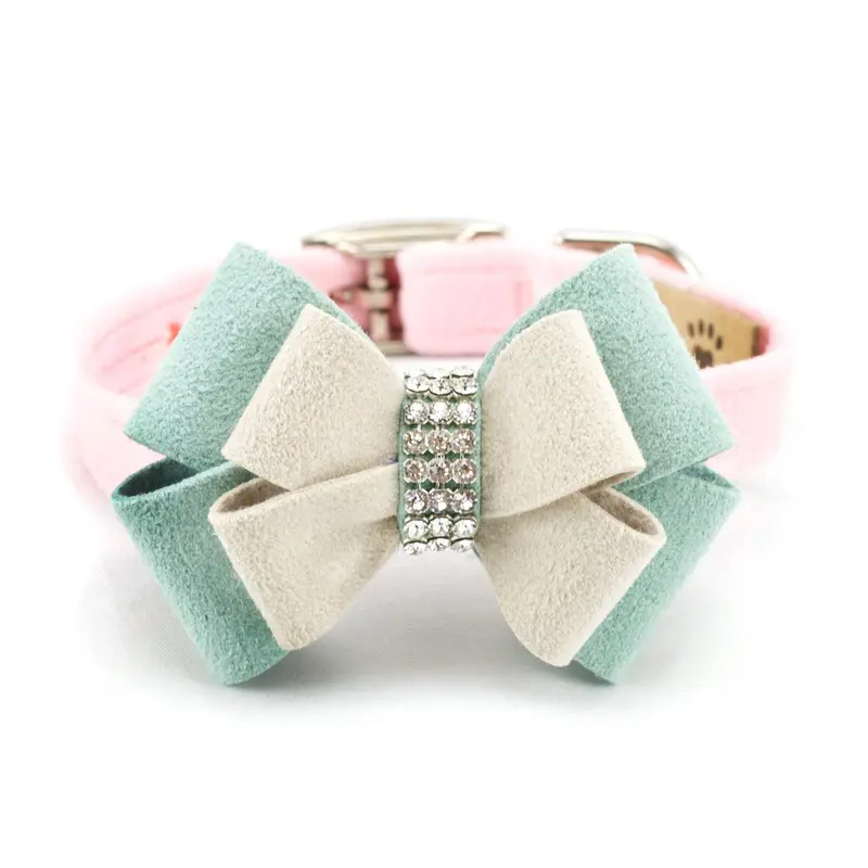Susan Lanci Hope Bow Luxury Dog Collar - Puppy Pink