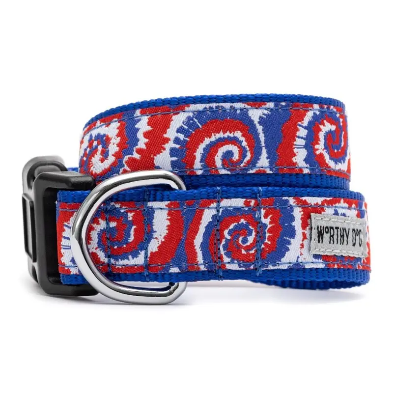 Worthy Dog Kaleidoscope Tie-Dye Dog Collar - Patriotic