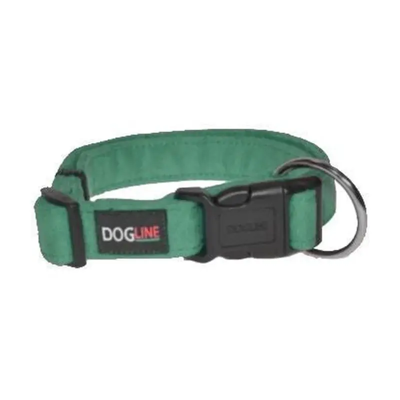 Dogline Flat Microfiber Dog Collar - Teal