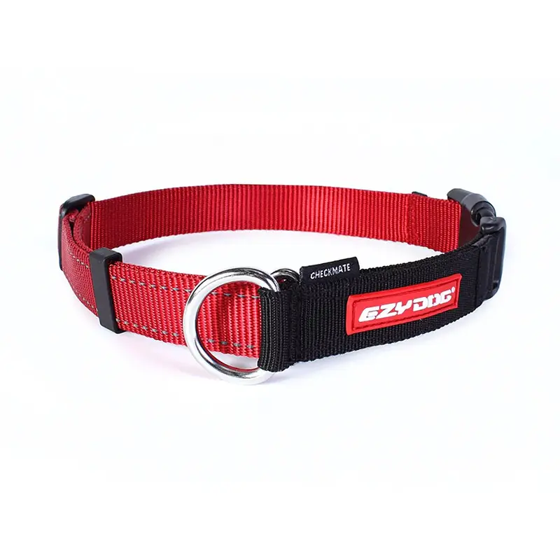 EzyDog Checkmate Limited-Slip Dog Collar - Red