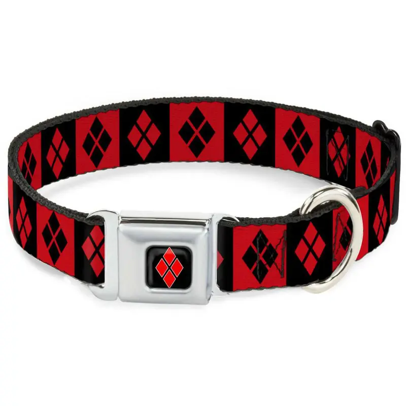 Harley Quinn Diamond Block Seatbelt Buckle Dog Collar by Buckle-Down