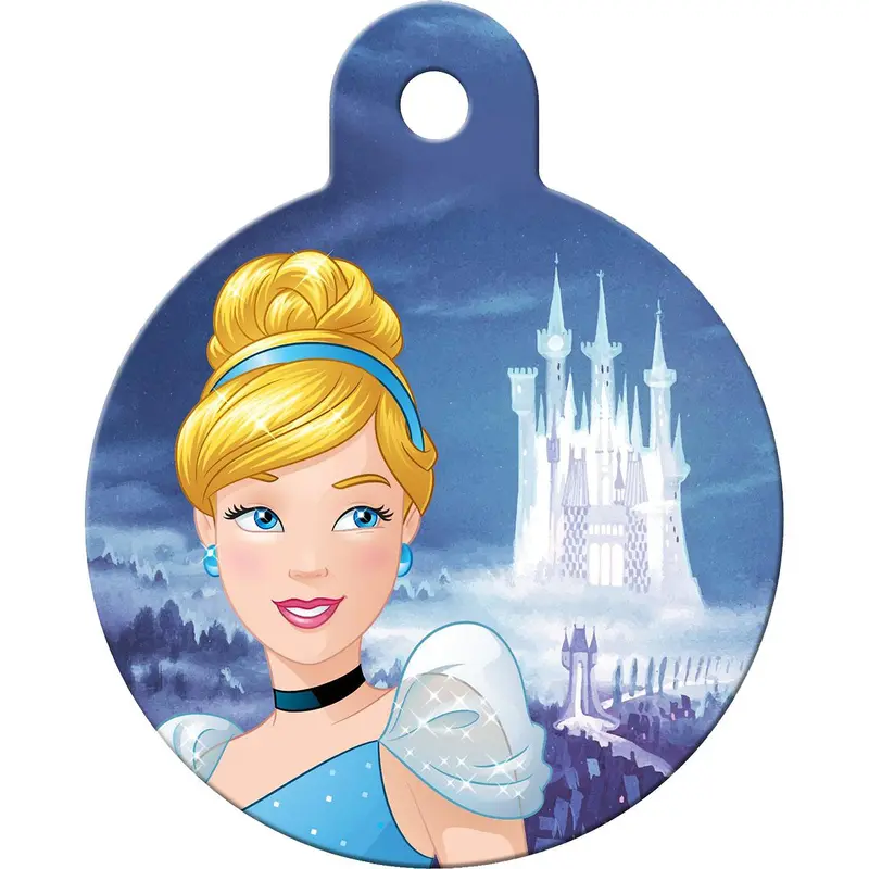 Large Circle Engravable Pet I.D. Tag - Disney Cinderella Glitter