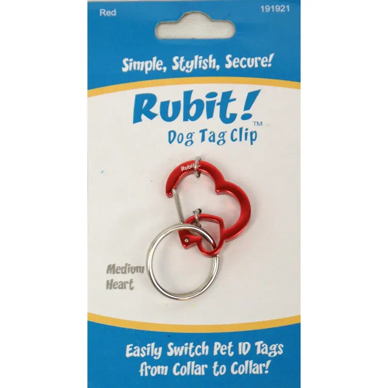 Rubit Dog Tag Clip - Red Heart