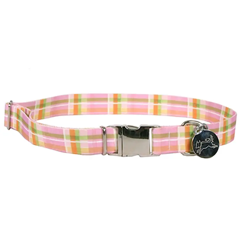 Southern Dawg Madras Dog Collar by Yellow Dog - Pink