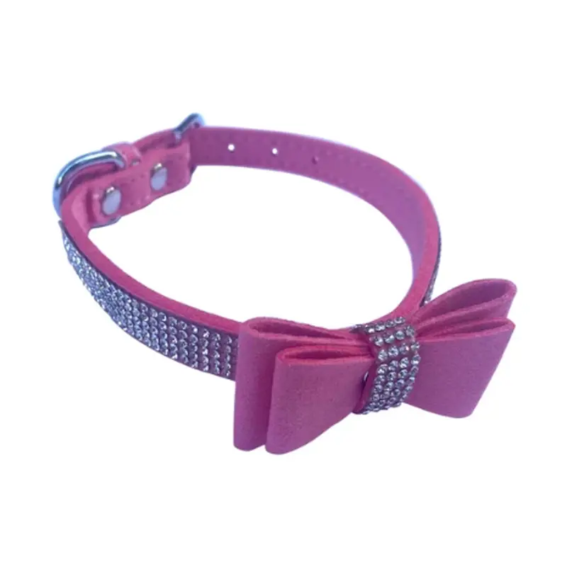 The Dog Squad Rhinestone Dog Collar with Bow - Pink