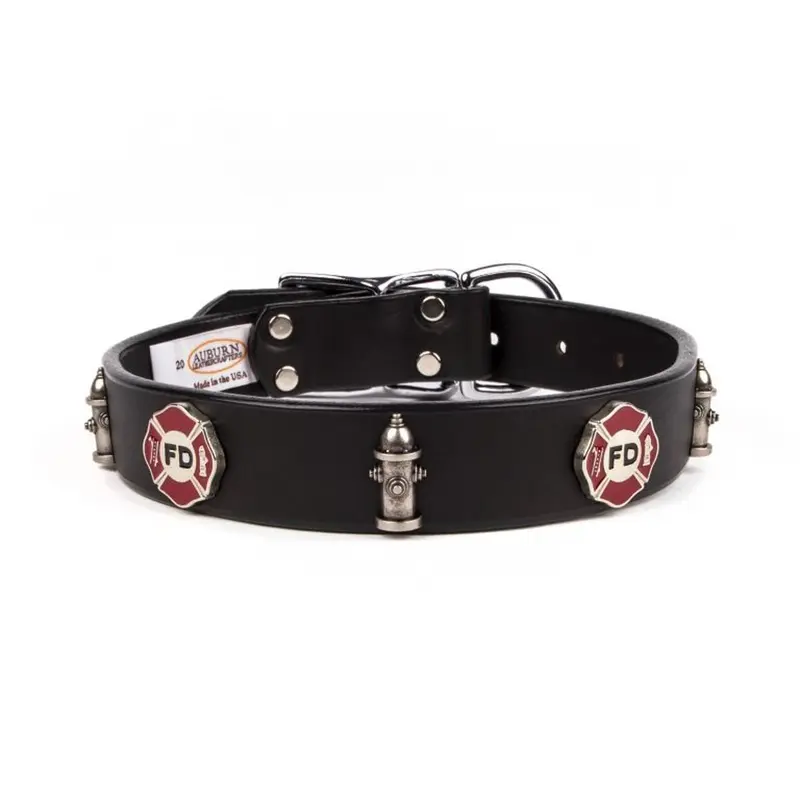 Auburn Leathercrafters Emblem Dog Collar - Fire Dept.