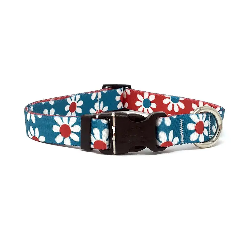 Mix and Match Daisy Dog Collar by Yellow Dog - Teal and Magenta