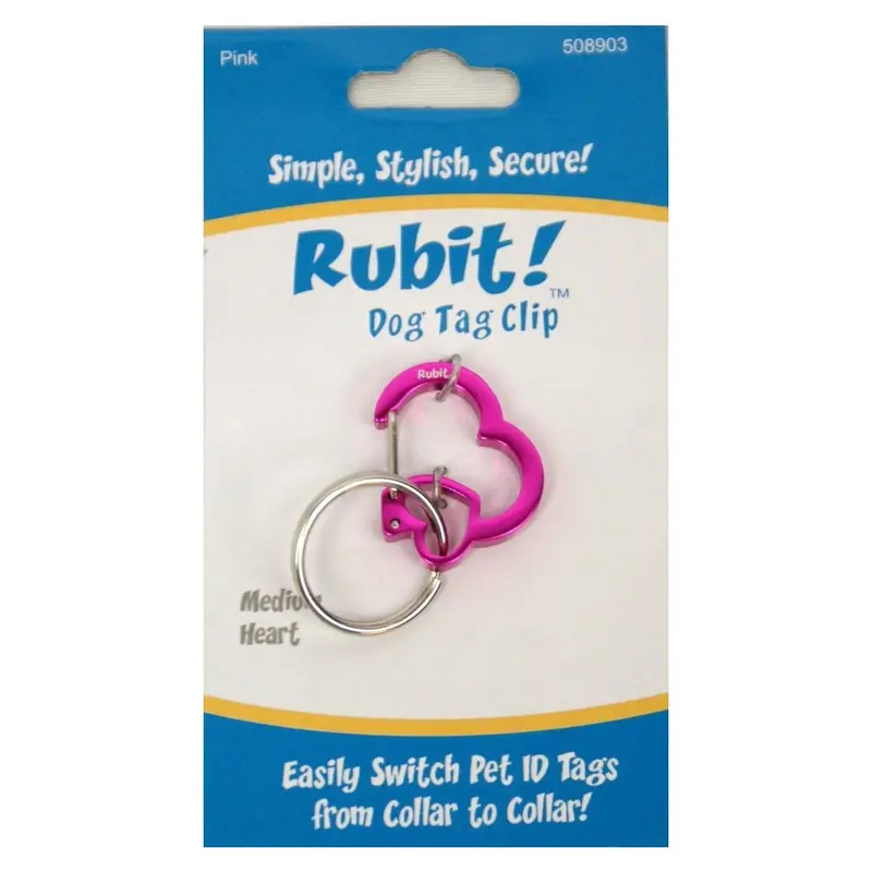 Rubit Dog Tag Clip - Pink Heart