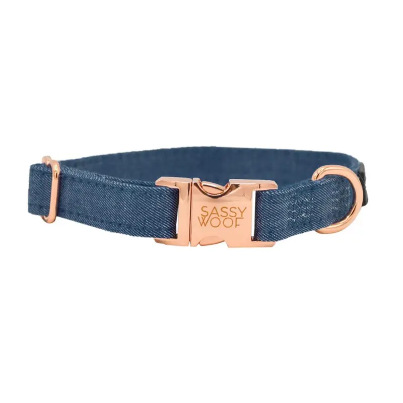 Sassy Woof Adjustable Dog Collar - Denim