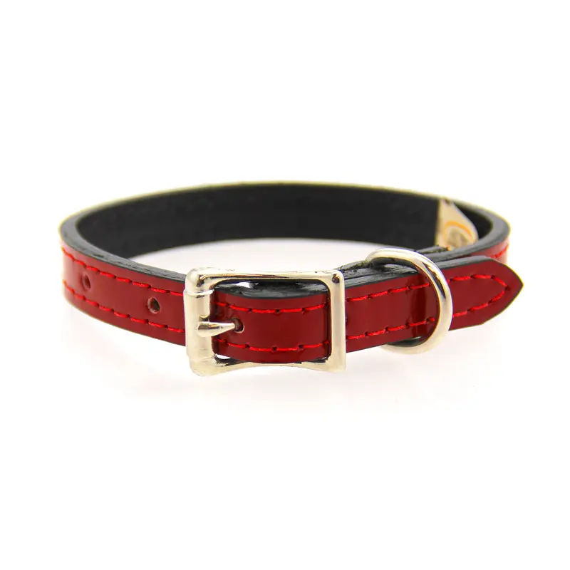 Auburn Leathercrafters Manhattan Patent Leather Dog Collar - Red