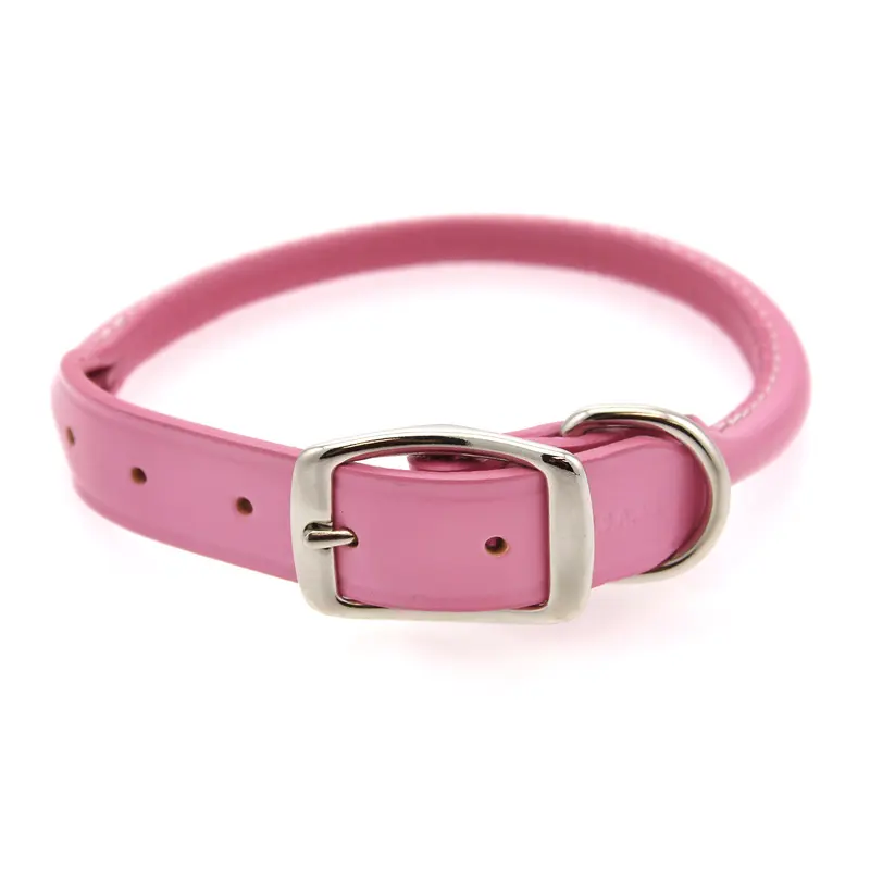 Auburn Leathercrafters Round Leather Dog Collar - Pink