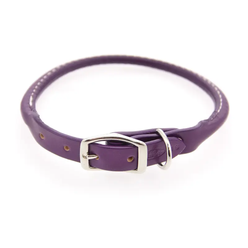 Auburn Leathercrafters Round Leather Dog Collar - Purple