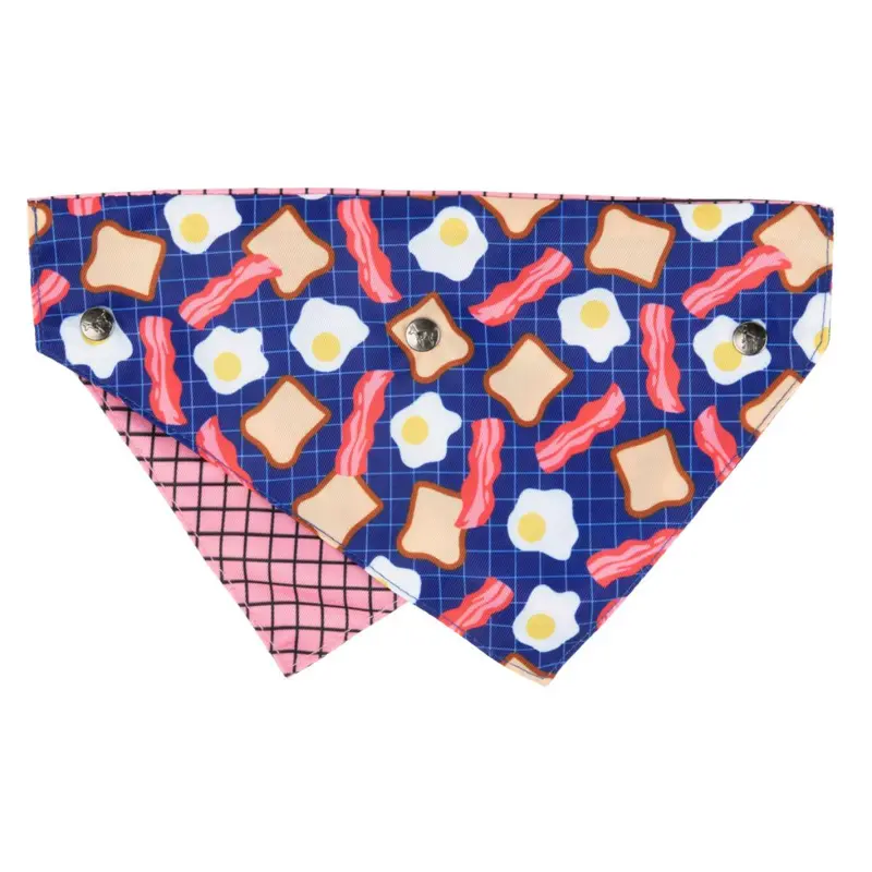 FuzzYard Bacon & Eggs Reversible Dog Collar Bandana with Studs