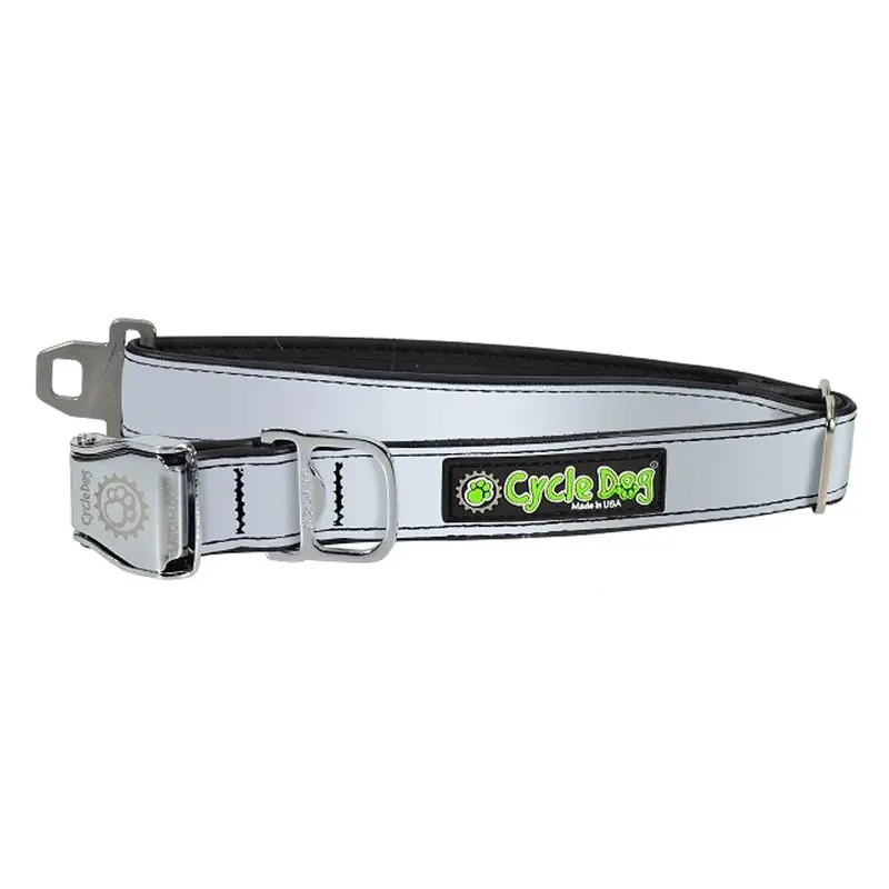 Cycle Dog MAX Reflective Metal Latch Dog Collar - Silver