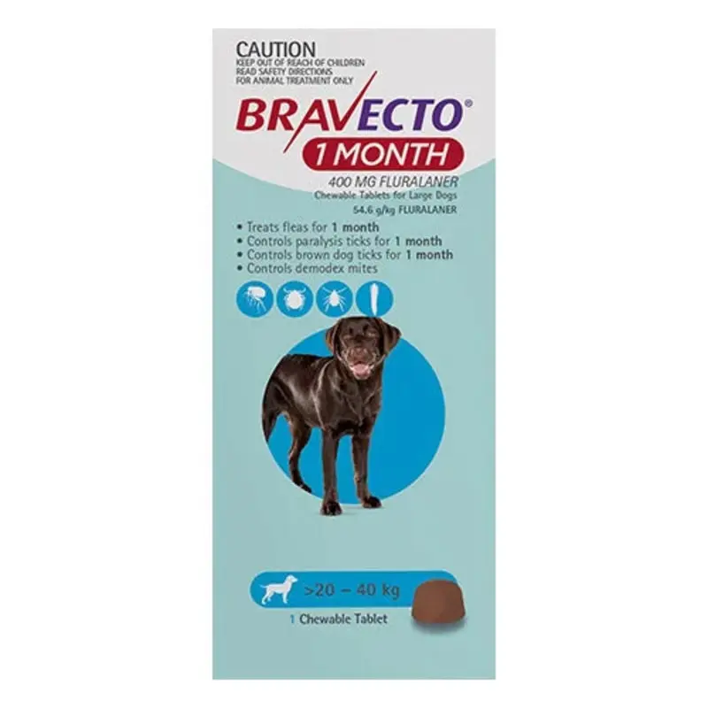 Bravecto 1 Month Chew for Large Dog 20-40kg (Blue)