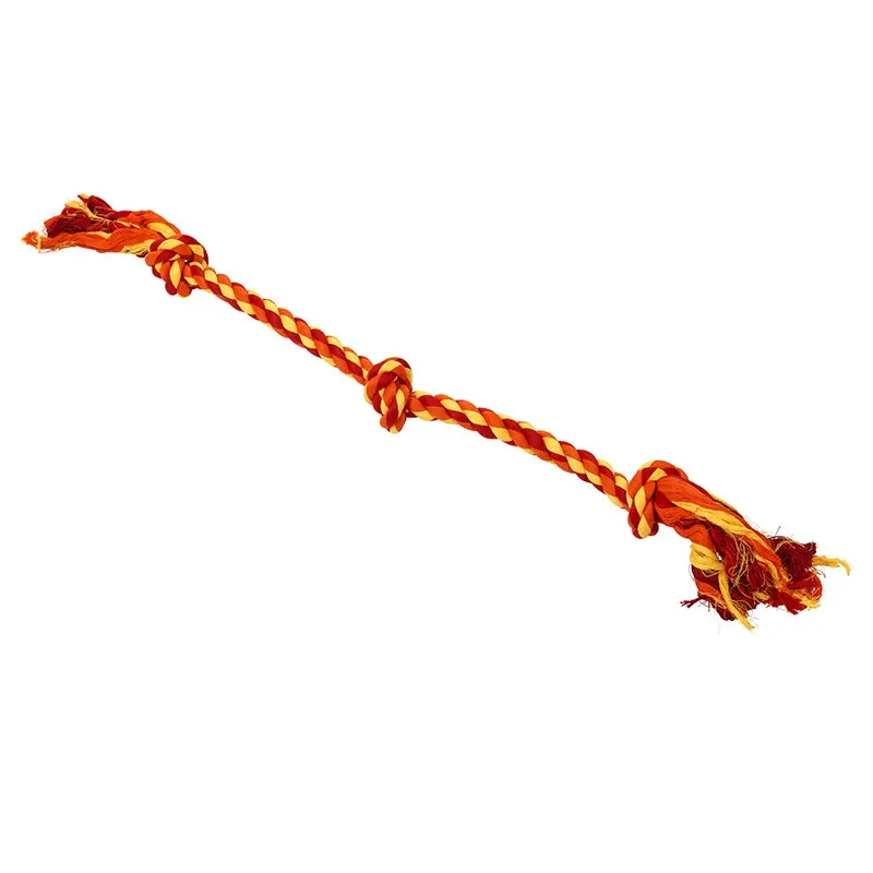 Buster Colour Dental Rope Dog Toy 3-Knot Red/Orange/Yellow