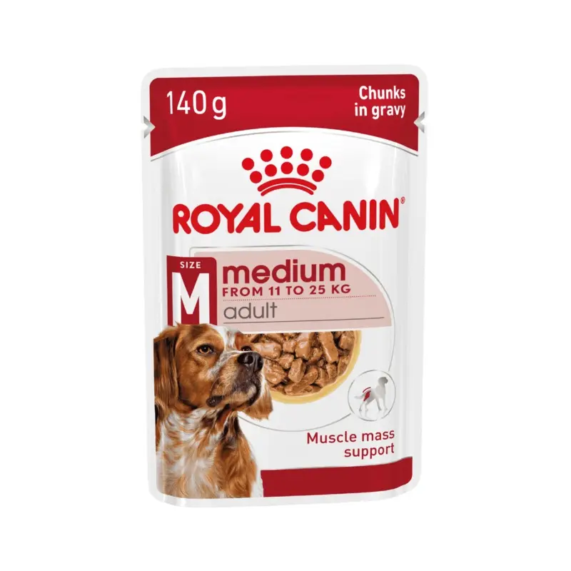 Royal Canin Medium Chunks in Gravy Adult Dog Wet Food 140g Pouches