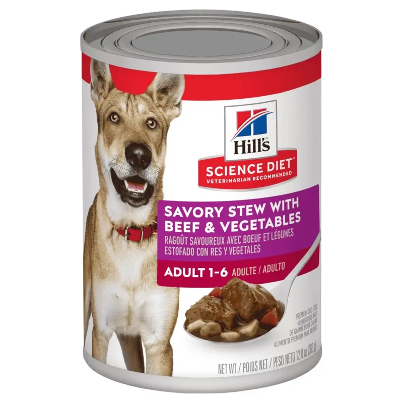 Hill's Science Diet Savoury Stew with Beef & Vegetables Adult Dog Wet Food 370g Cans