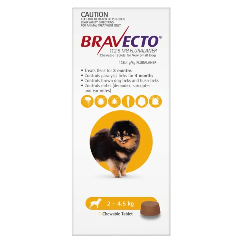 Bravecto Chewable Tablet for Very Small Dogs (2-4.5kg)