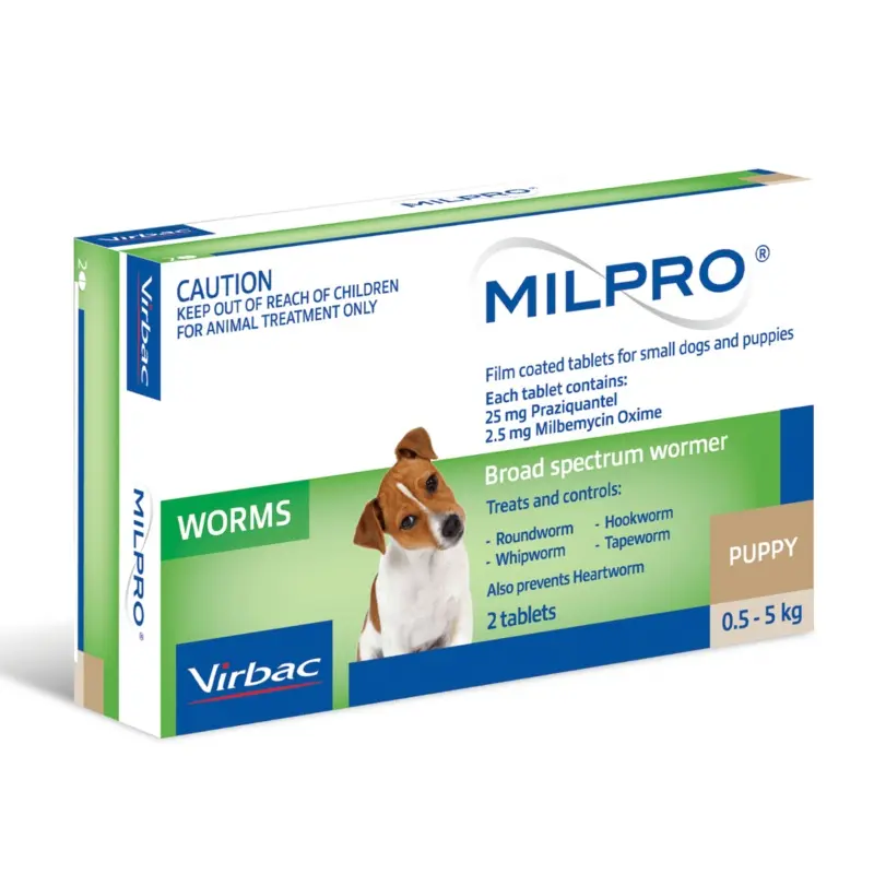 Milpro Film-Coated Allwormer Tablets for Small Dogs/Puppies (0.5-5kg)