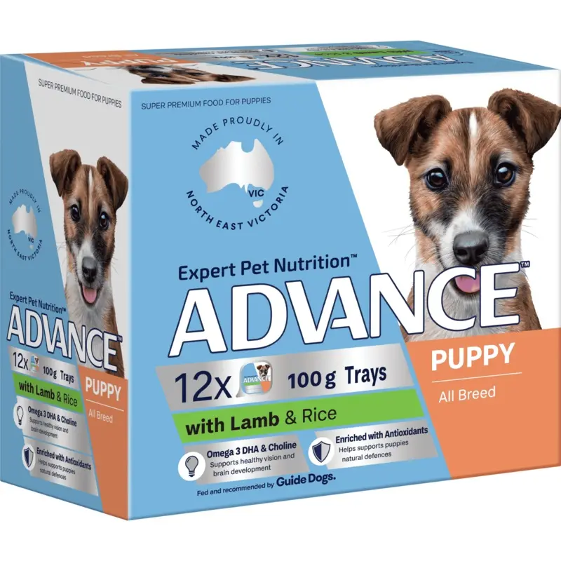 Advance Lamb with Rice All Breed Puppy Wet Food 100g Trays