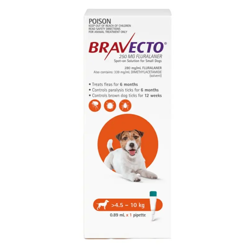 Bravecto Spot On For Small Dogs Orange (4.5-10kg)