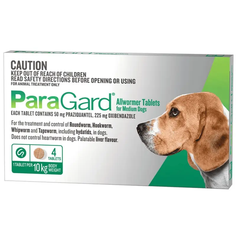 ParaGard Allwormer Tablets for Medium Dogs  4 pack (Green)