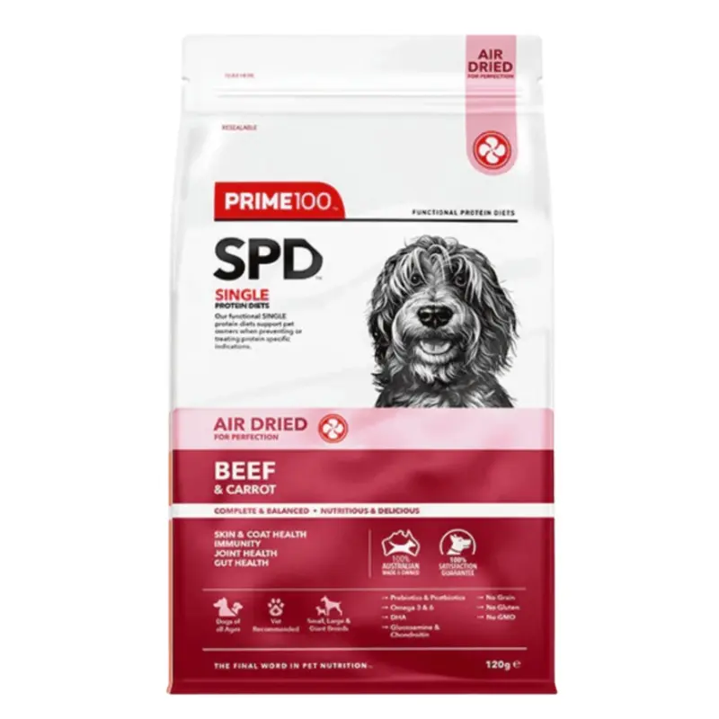 Prime100 SPD Air Dried Beef & Carrot Dog Dry Food