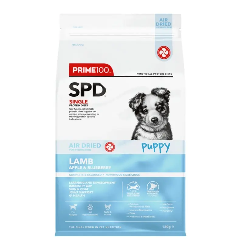 Prime100 SPD Air Dried Lamb, Apple and Blueberry Puppy Dry Food