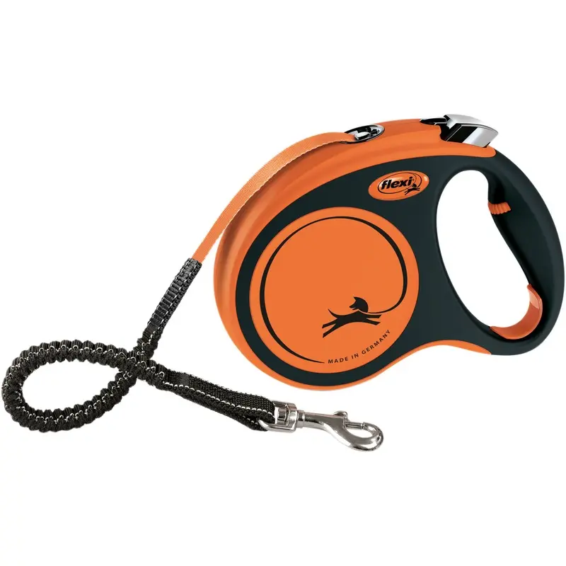 Trixie flexi XTREME, tape leash, M: 5 m, black/orange