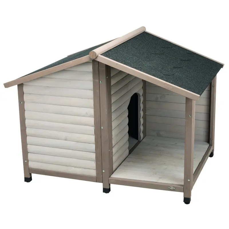 Trixie natura Lodge dog kennel with saddle roof, M-L: 130 x 100 x 105 cm, grey