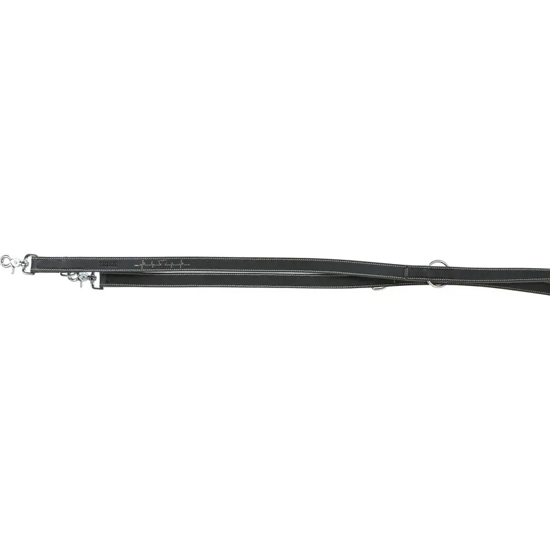 Trixie Rustic fatleather adjustable leash Heartbeat, L??XL: 2.00 m/25 mm, black