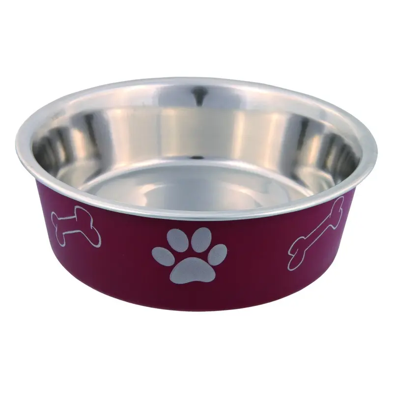 Trixie Stainless steel bowl with plastic coating, 0.45 l/diam. 14 cm