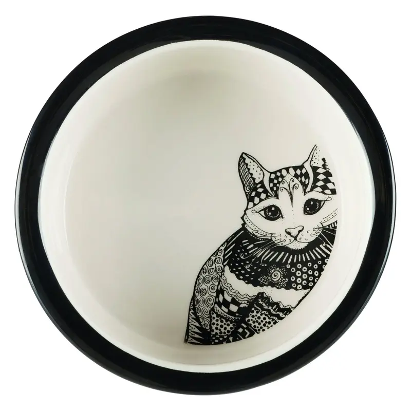 Trixie Zentangle ceramic bowl, 0.3 l/diam. 12 cm, white/black
