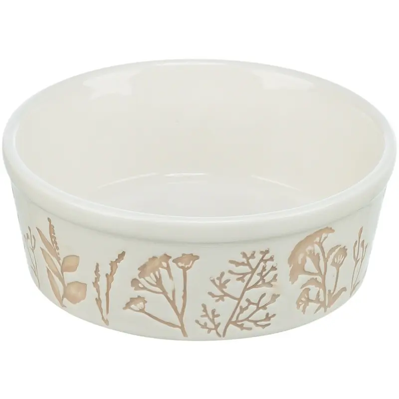 Trixie Bowl, textured motif, ceramic, 0.7 l/diam 16 cm, white/taupe