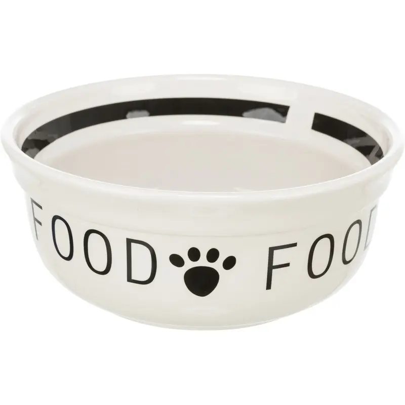 Trixie Food bowl, ceramic, 0.6 l/diam 15 cm, white/black