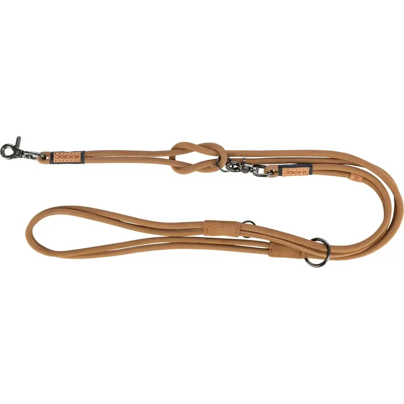 Trixie BE NORDIC adjustable lead, leather, XS-L: 2 m/ 8 mm, brown
