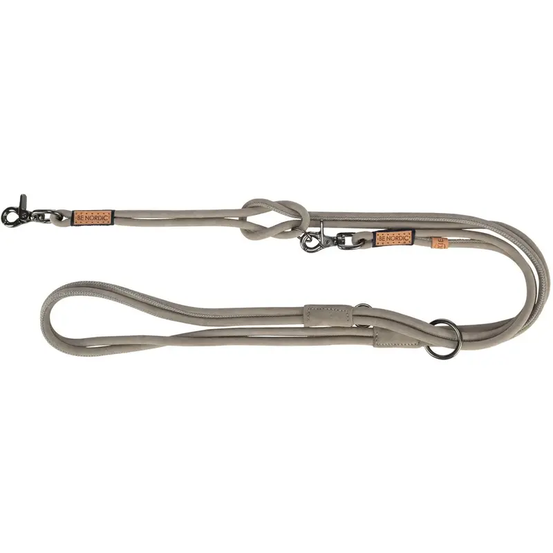 Trixie BE NORDIC adjustable lead, leather, XS-L: 2 m/ 8 mm, grey