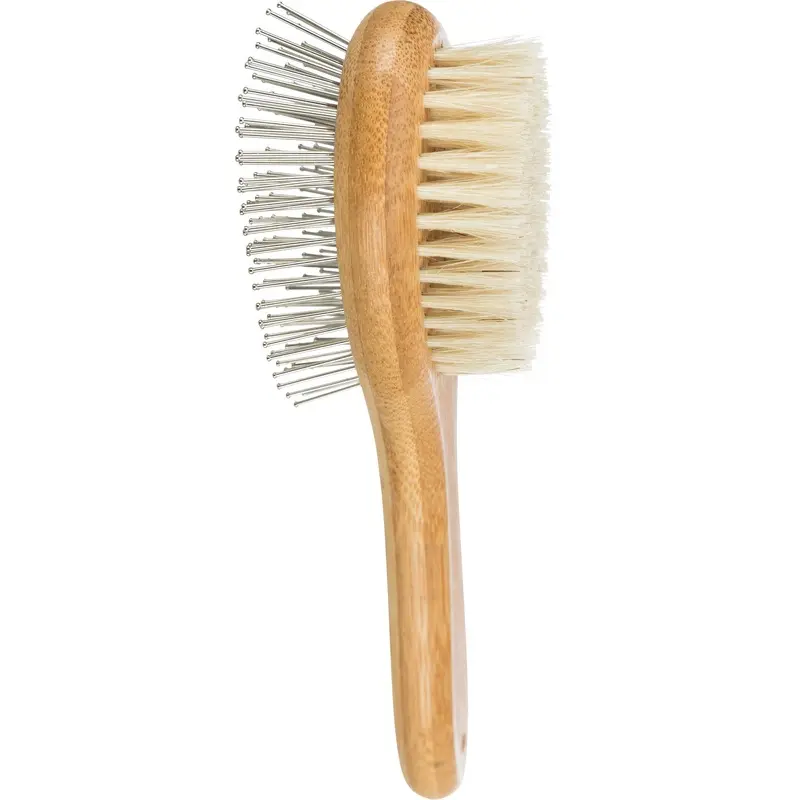Trixie Brush, double-sided, bamboo/natural &wire bristles, 5 ? 19 cm
