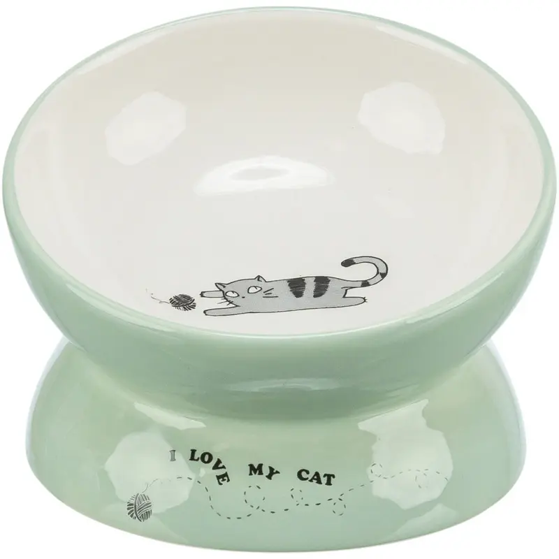 Trixie Bowl, elevated, ceramic, 0.15 l/diam 13 cm, sage/white