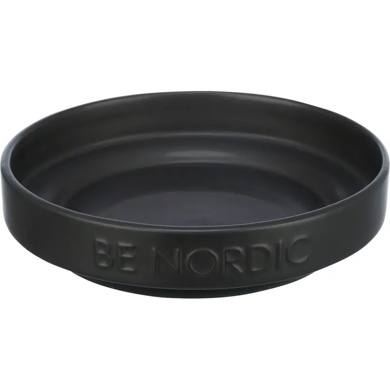 Trixie BE NORDIC bowl, flat, ceramic/rubber ring, 0.3 l/ 16 cm, black