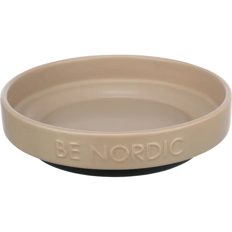 Trixie BE NORDIC bowl, flat, ceramic/rubber ring, 0.3 l/ 16 cm, taupe