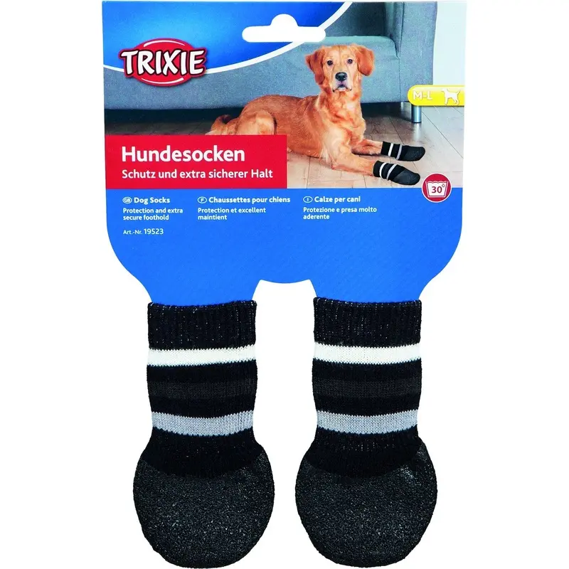 Trixie Dog socks, non-slip, M-L, 2 pcs., black