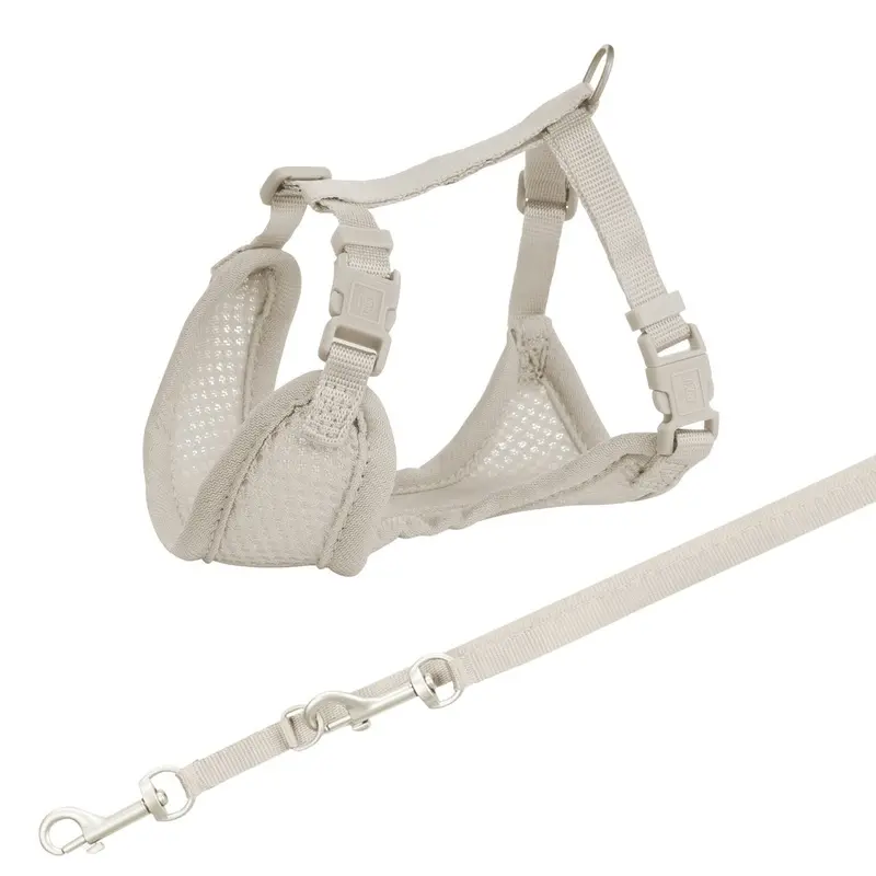 Trixie Junior puppy soft harness with leash, 26 ??34 cm/10 mm, 2.00 m, light grey